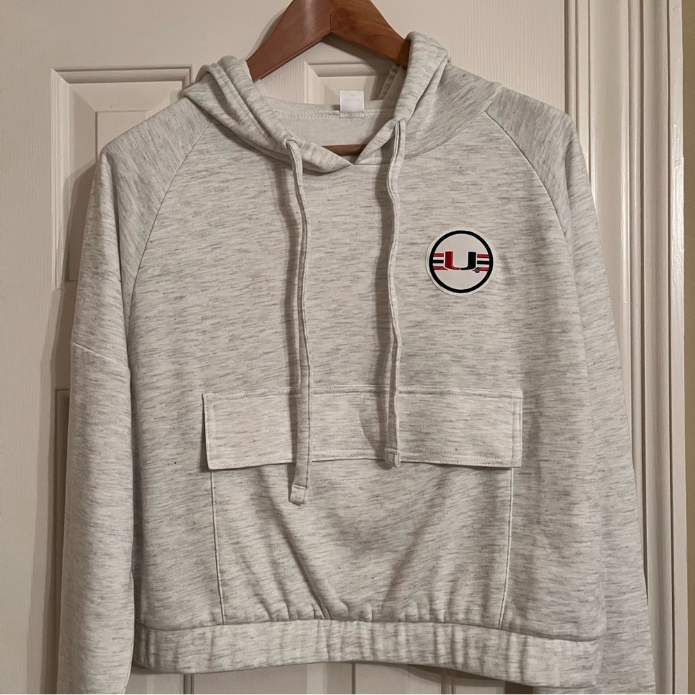 University of Miami Hurricanes Light Grey Cropped Hoodie, Women’s M *NEW*